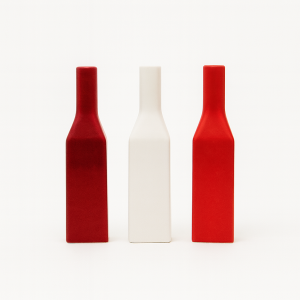 Set of 3 Red and Cream Bottle Table Vase 26cm