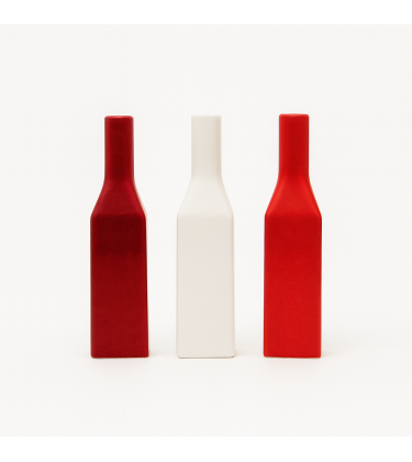 Set of 3 Red and Cream Bottle Table Vase 26cm