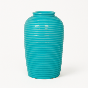 Large Teal Green Crack Effect Glazed Vase