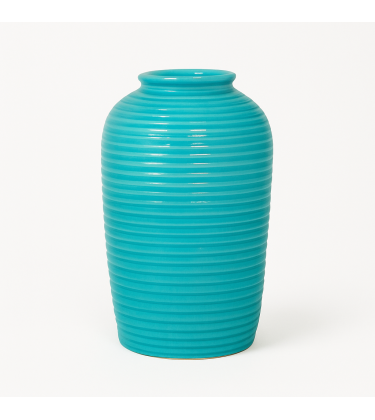 Large Teal Green Crack Effect Glazed Vase