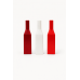 Set of 3 Red and Cream Bottle Table Vase 26cm