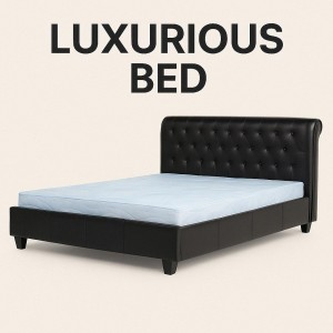 Chester Leather Bed Frame 5ft by 6ft Black