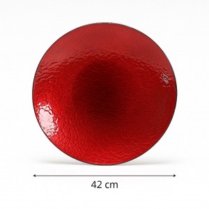 Red and Silver Decorative Glass Bowl 42cm