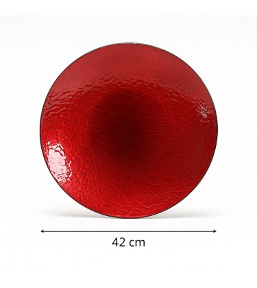 Red and Silver Decorative Glass Bowl 42cm