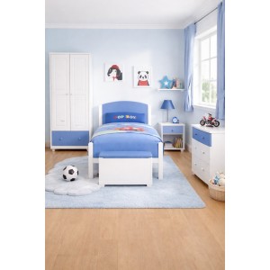Boys Solid Pine Bedroom Set Blue and White