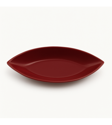 Decor Plate Burgundy Oval Shape Ceramic 