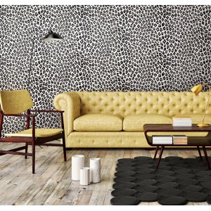 Leopard Skin Print Black and White Wallpaper 5sqm
