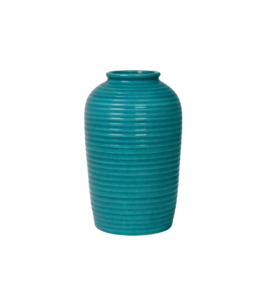 Large Teal Green Crack Effect Glazed Vase