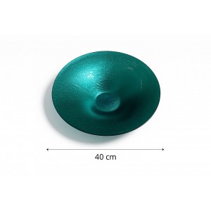 Teal Green Round Glass Plate 40cm