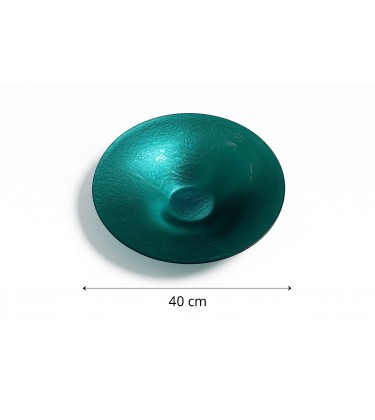 Teal Green Round Glass Plate 40cm