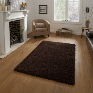 Lista Extra Large Plain Dark Brown Shaggy Rug