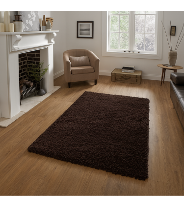 Lista Extra Large Plain Dark Brown Shaggy Rug