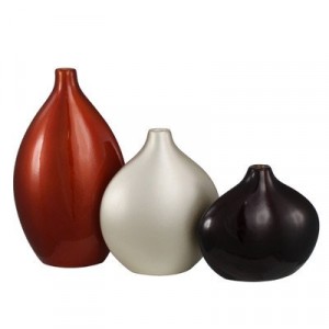 Set of 3 Decor Vase Orange, Champagne and Coffee brown