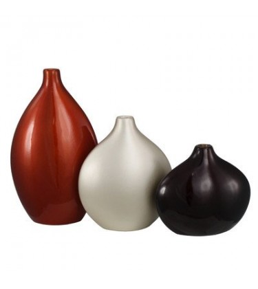 Set of 3 Decor Vase Orange, Champagne and Coffee brown