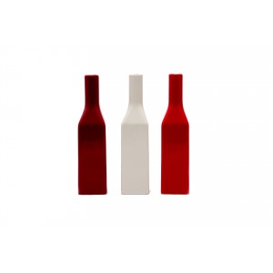 Set of 3 Red and Cream Bottle Table Vase 26cm