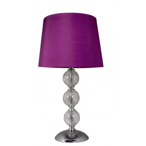 Small Clear Cracked Glass 3 Ball Lamp Purple