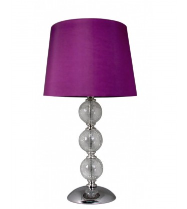Small Clear Cracked Glass 3 Ball Lamp Purple