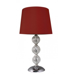 Small Clear Cracked Glass 3 Ball Lamp Red