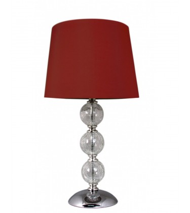 Small Clear Cracked Glass 3 Ball Lamp Red