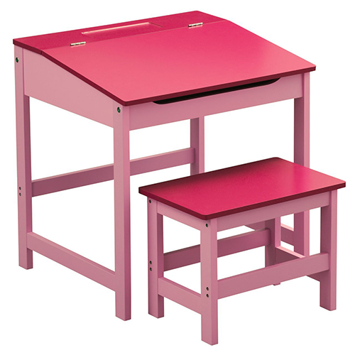 Girls Pink Desk And Stool