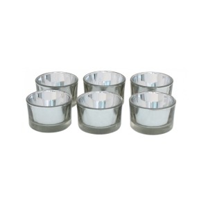Set of 6 Silver Glass Tea Light Holder