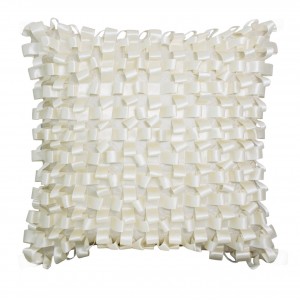 Ribbon Weave Cushion Ivory