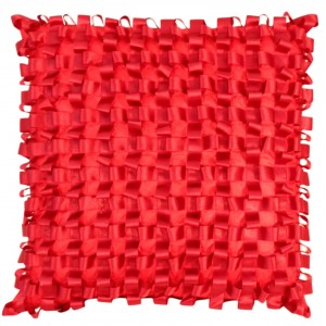 Ribbon Weave Cushion Red