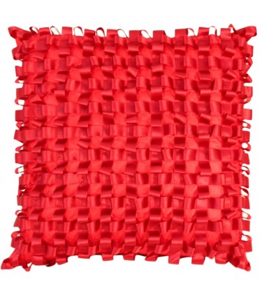 Ribbon Weave Cushion Red