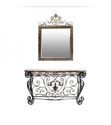 Elegant Marble Effect Console Table and Mirror Set