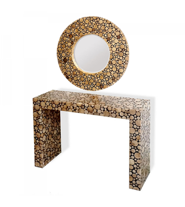Gold Circles Console Table and Mirror