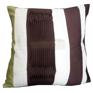 Lecia Cushion Cover White, Chocolate and Lime