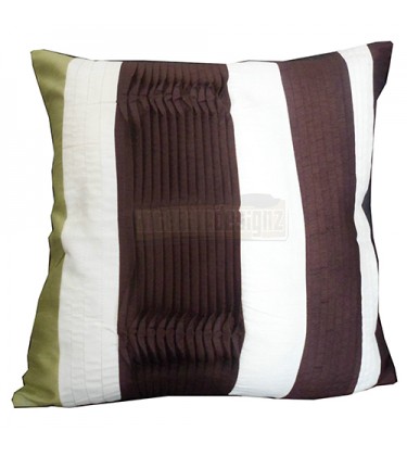 Lecia Cushion Cover White, Chocolate and Lime