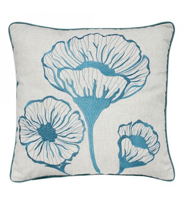 Blue Poppy Cushion (Teal) Cover Only