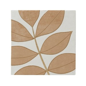 Leaf Wall Art Cream Caramel Faux Suede Small
