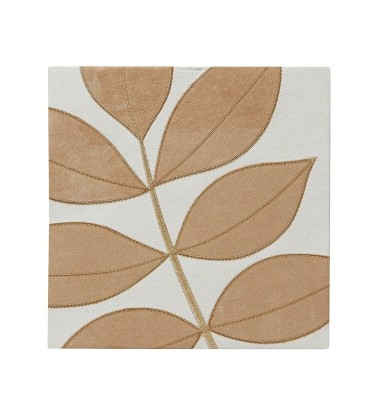 Leaf Wall Art Cream Caramel Faux Suede Small