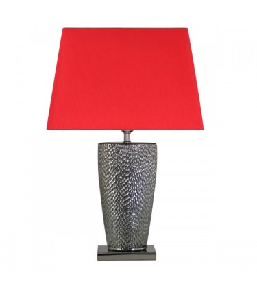 Hamas Pewter and Red Table Lamp