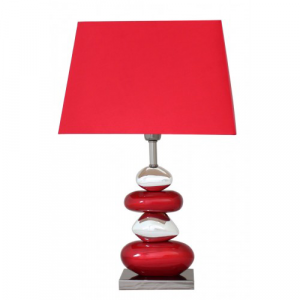 Pebble Table Lamp Red with 13" Shade