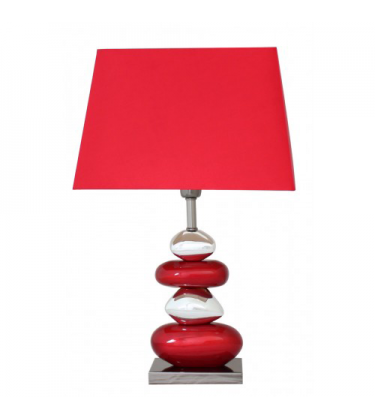 Pebble Table Lamp Red with 13" Shade