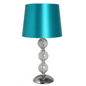 Small Clear Cracked Glass 3 Ball Lamp Blue