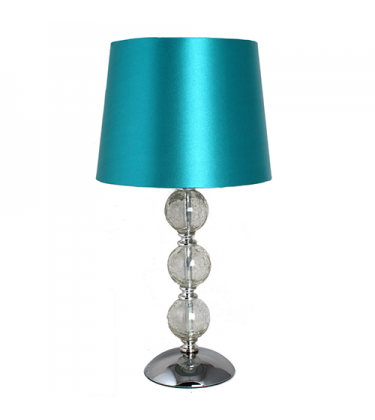 Small Clear Cracked Glass 3 Ball Lamp Blue