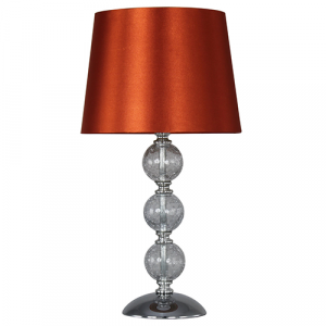 Small Clear Cracked Glass 3 Ball Lamp Orange