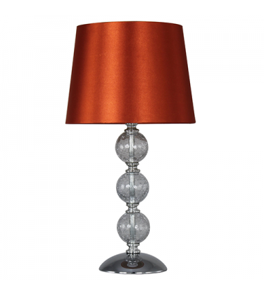 Small Clear Cracked Glass 3 Ball Lamp Orange