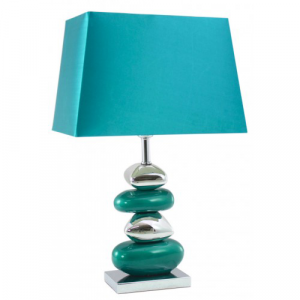 Pebble Table Lamp Blue with 13" Shade