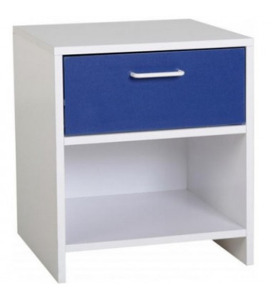 Boys 1 Drawer Bedside Table White and Blue