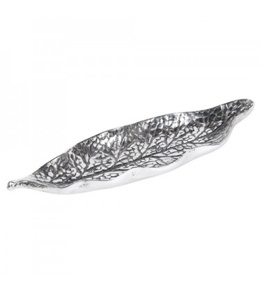 Silver and Black Decorative Leaf Dish 26cm 