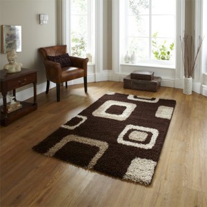 Mahesh Squares Dark Brown Rug