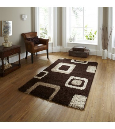 Mahesh Squares Dark Brown Rug