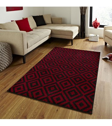 Trixx Geometry Black and Red Rug