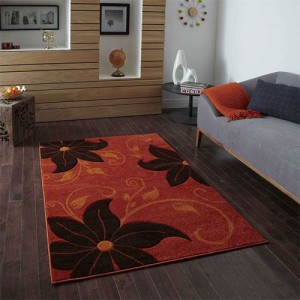 Vena Orange and Brown Floral Rug
