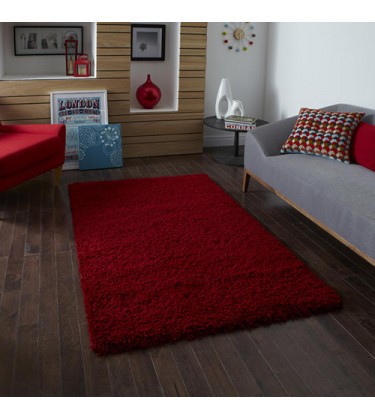 Lista Plain Red Shaggy Rug